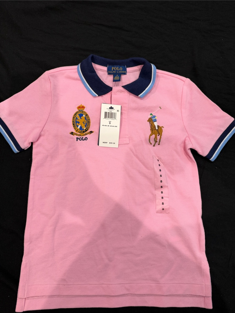 Polo by Ralph Lauren Pink Polo with Navy Contrast Collar